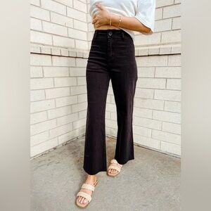 Miou Muse Black Flare Wide Leg Jeans with High-Waist